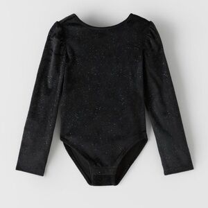 Zara Sparkly Black Kids Velvet One Piece Bodysuit Sz 8
